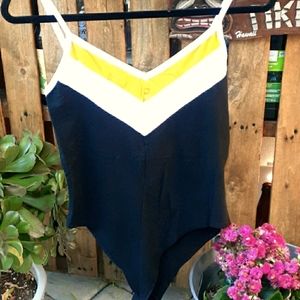 Gaze leotard Black,  White, Yellow. Medium